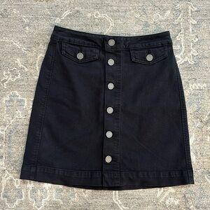 NWOT black denim button front mini skirt